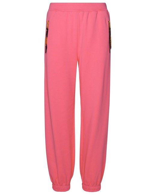 Moschino Pink Logo Plaque Detailed Sweatpants