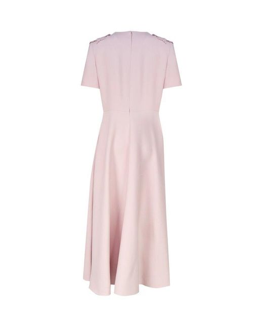 Valentino Pink Short-sleeved Flared Midi Dress
