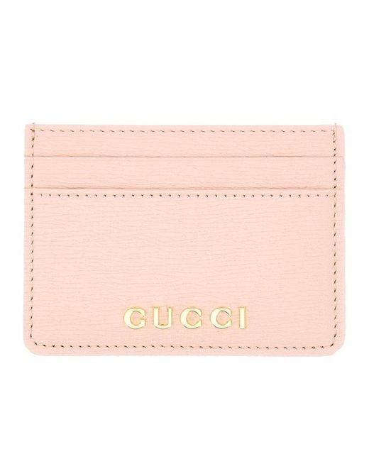 Gucci Pink Logo Plaque Detail Card Case