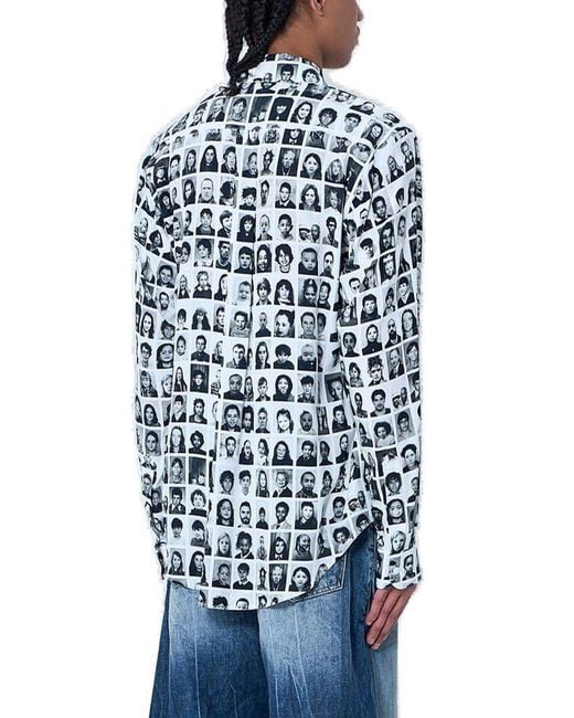Martine Rose Blue Photos Printed Long-Sleeved Shirt for men
