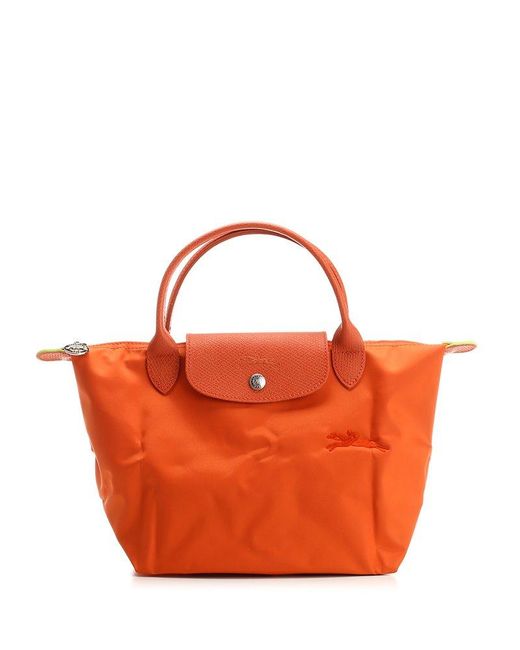 Longchamp Orange Le Pliage Green Small Top-handle Bag