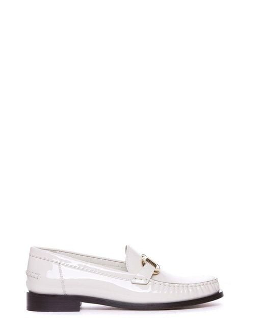 Ferragamo White Slip-on Loafers