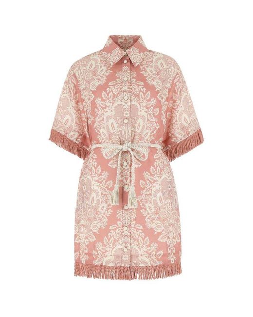 Zimmermann Embroidered Linen Pattie Shirt Dress in Pink Save 22 Lyst