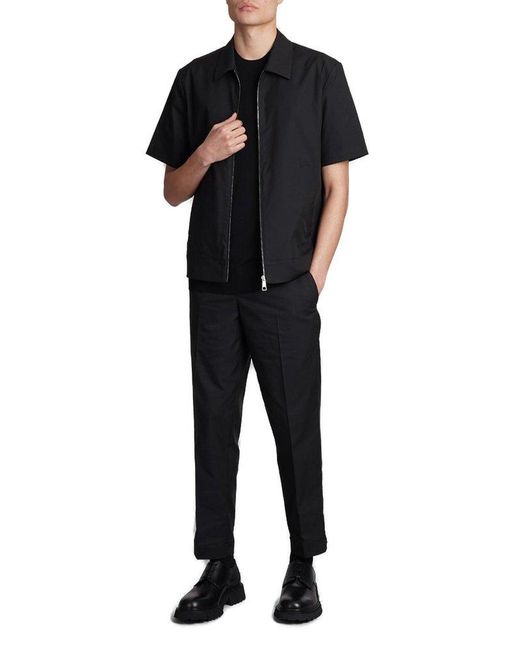 Neil Barrett Black Bomber Harrington Short-sleeved Zip-up Shirt for men