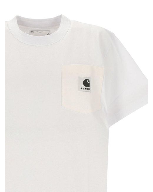 Sacai White X Carhartt Wip Logo Patch Crewneck T-shirt