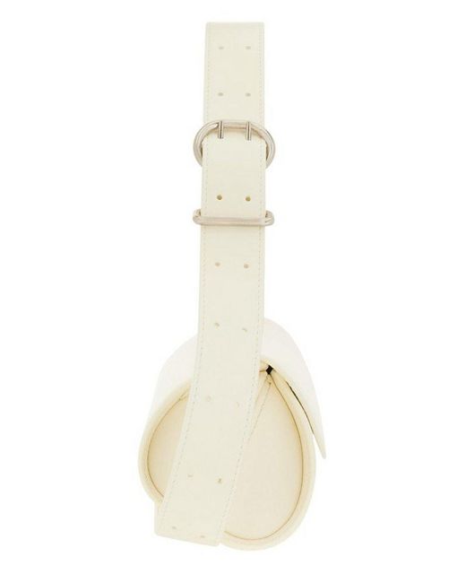 Jil Sander White Cannolo Logo Embossed Small Tote Bag