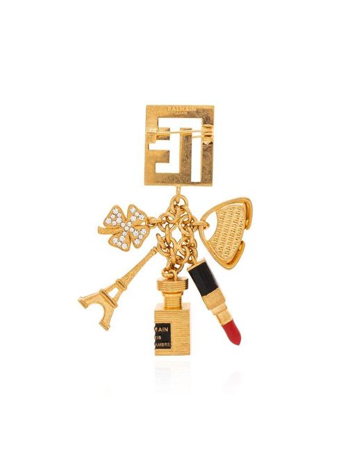 Balmain Metallic Brooch With Charms