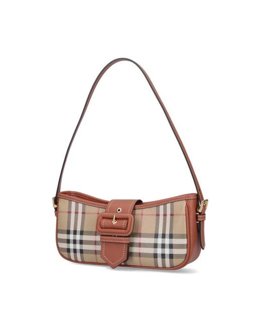 Burberry Brown Check-print Faux-leather Shoulder Bag