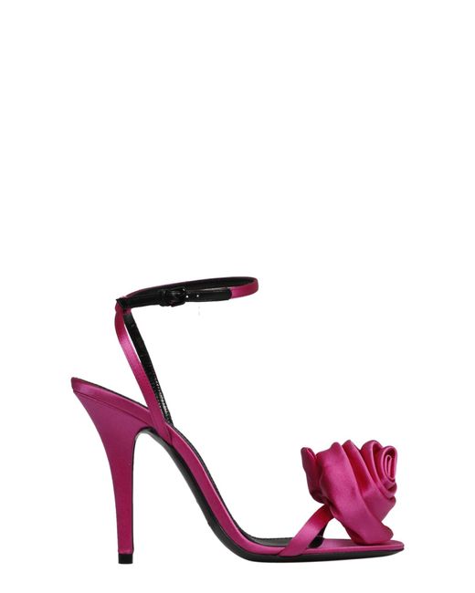 Saint Laurent Pink Ivy Flower Sandals