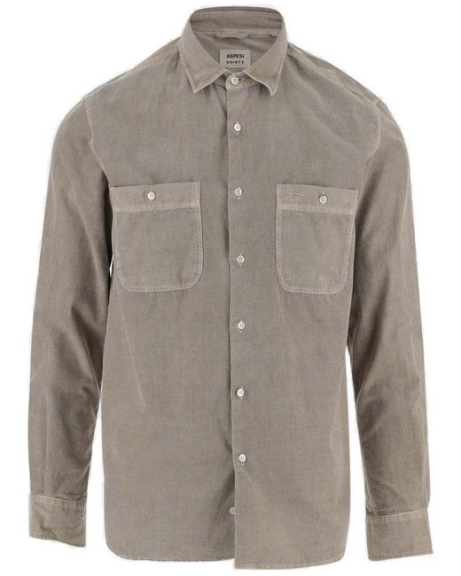 Aspesi Gray Corduroy Shirt for men