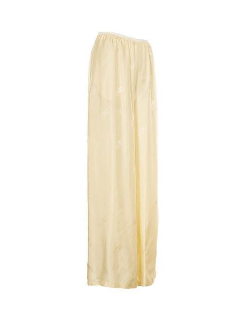 MM6 by Maison Martin Margiela White Numbers Motif Jacquard Wide Leg Trousers