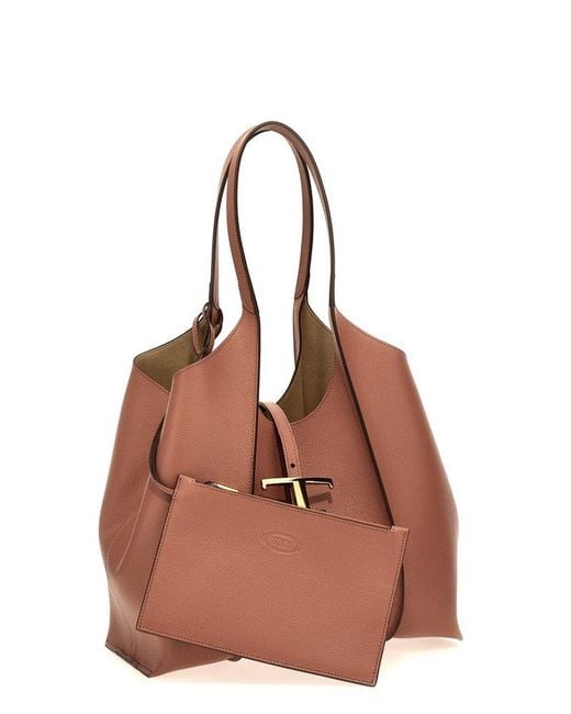 Tod's Brown T Timeless Tote Bag