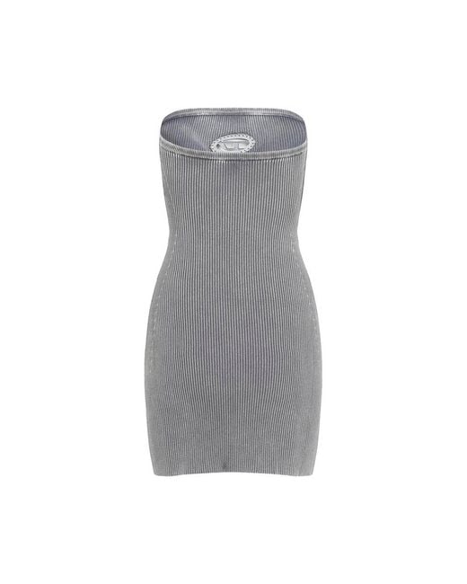 DIESEL Gray Cotton Midi Sheath Dress