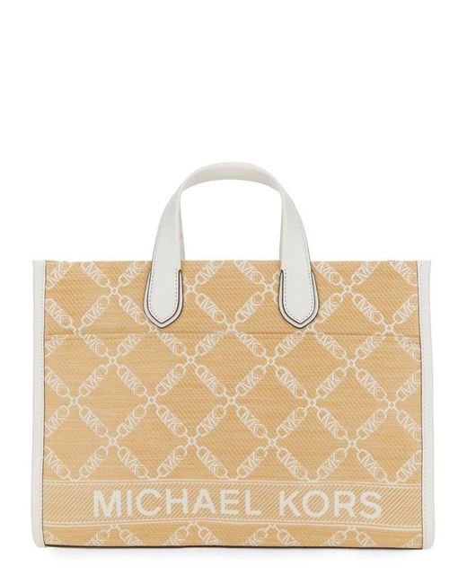 MICHAEL Michael Kors Natural Gigi Large Empire Logo Jacquard Tote Bag