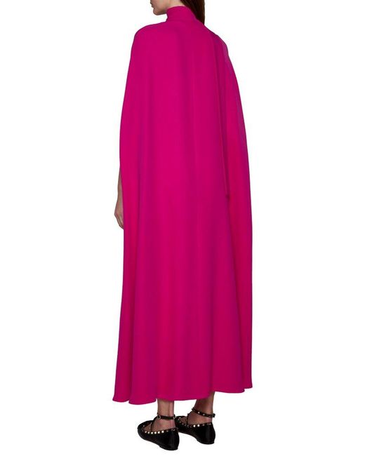 Valentino Pink Logo Plaque V-neck Dress