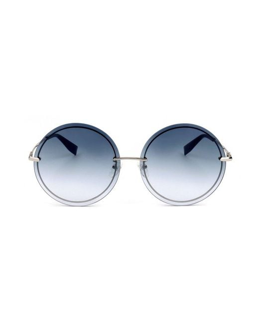 Trussardi Blue Round Frame Semi Rimless Sunglasses