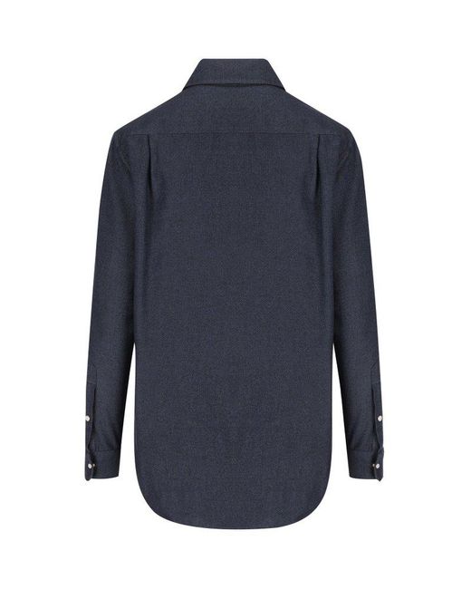 Loro Piana Blue Thomas Long Sleeved Buttoned Shirt