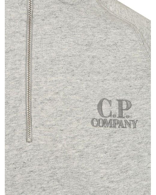 C P Company Gray Half Zip Pullover Sweater for men