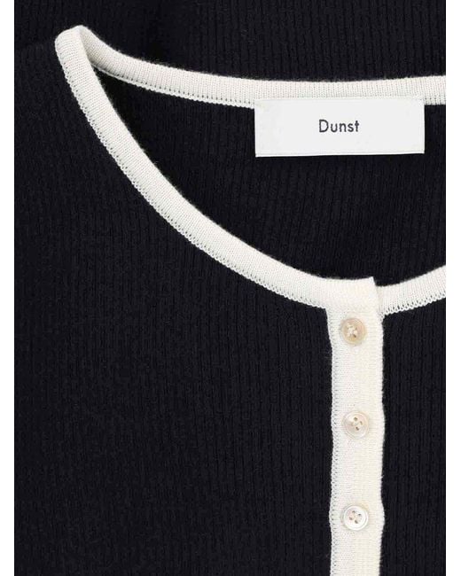 DUNST Blue Button-Accent Knit Top