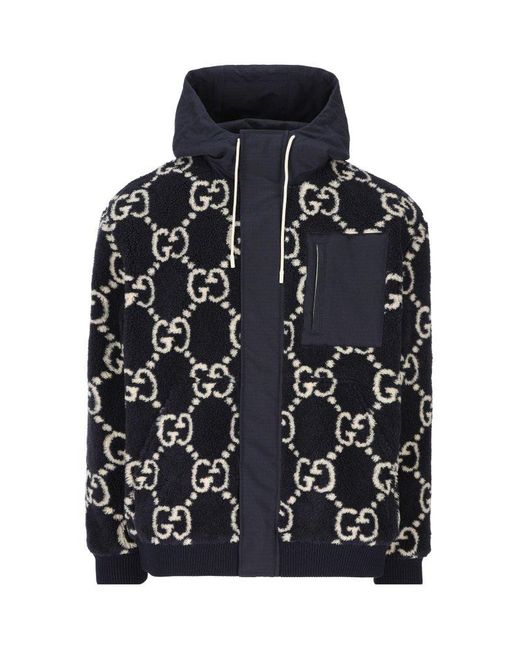 Gucci Black GG Monogram Hooded Jacket for men