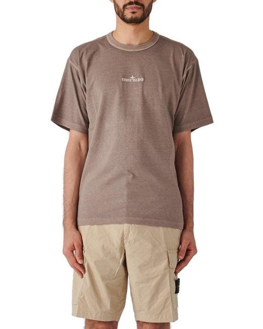 Stone Island Brown Short Sleeved Crewneck T-shirt for men