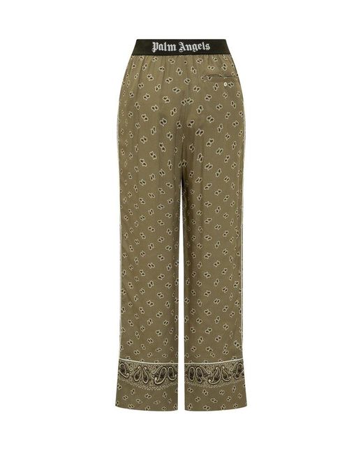 Palm Angels Green Pants With Paisley Pattern