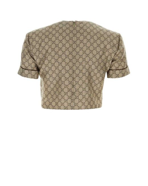 Gucci Brown Silk Top With Monogram,