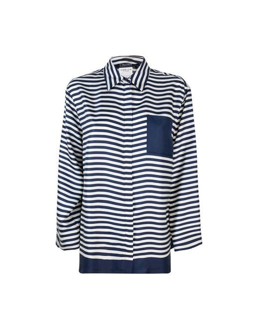 Max Mara Blue Maya Striped Button-Up Top