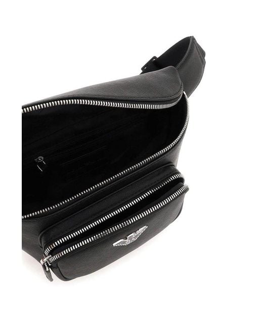Emporio Armani Black Regenerated Leather Beltpack for men