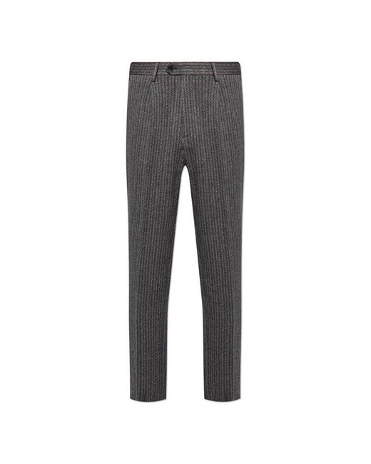 Etro Gray Striped Pattern Trousers, for men
