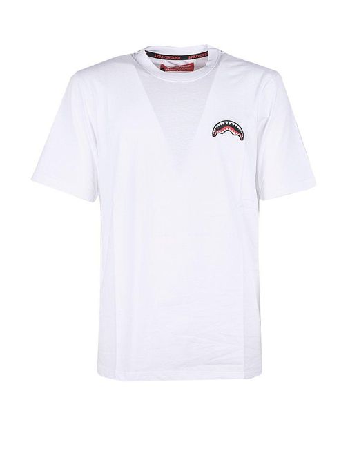 Sprayground White Tiger-Printed Crewneck T-Shirt for men