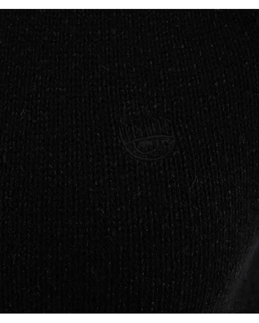 Chiara Ferragni Black Cut-out Knitted Cropped Jumper