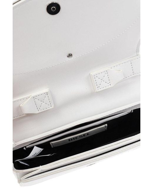 DIESEL White 1dr M-iconic Medium Shoulder Bag In Leather