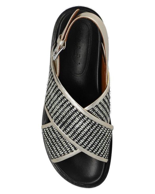 Marni Fussbett Metallic Raffia Sandals