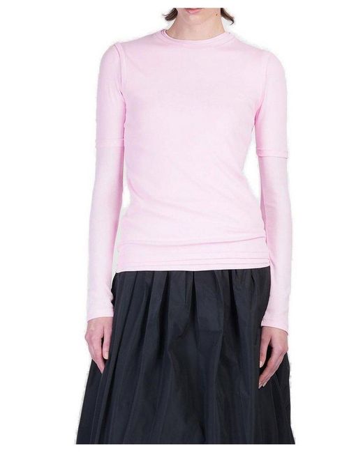 Tシャツ・カットソー JIL SANDER Women Tops J03DL0183J66147 Pink Jil Sander 3 Pack Logo Embroidered Top in Pink | Lyst