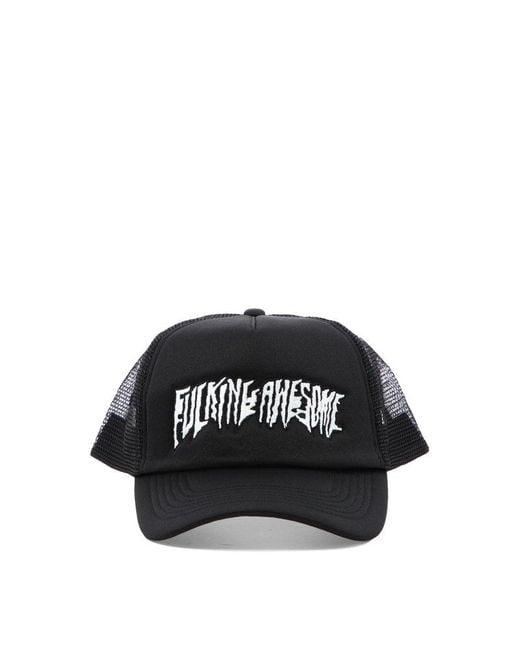 Fucking Awesome Black Stretched Stamp Mesh Snapback Cap for men