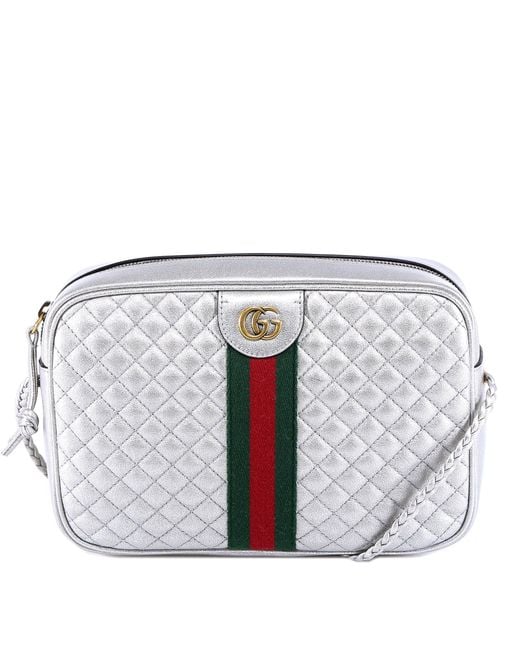 Gucci Metallic Women's Small Trapuntata Camera Bag - Silver