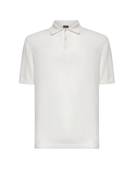 ZEGNA Ivory Cotton Piquet Polo Shirt in White for Men | Lyst