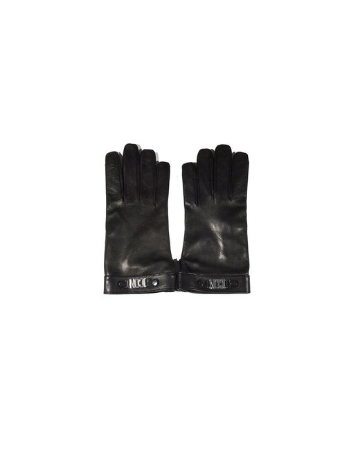 DSquared² Black Logo-plaque Full-finger Gloves for men