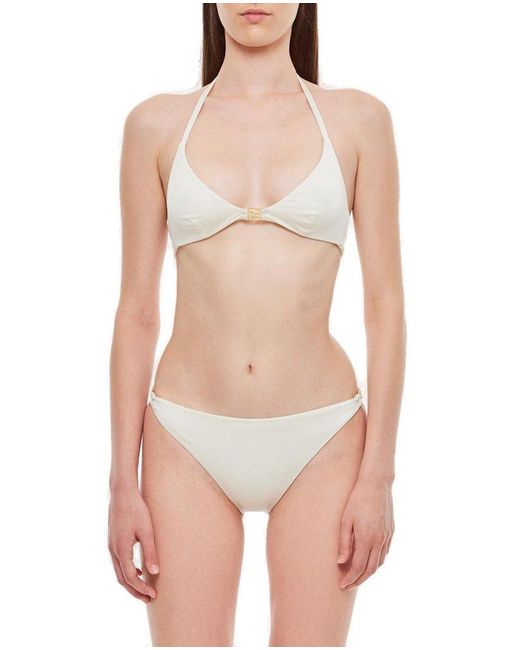 Fendi White Logo Detailed Bikini Set