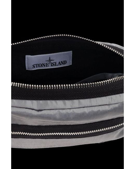 Stone Island Black Logo Patch Belt Bag for men