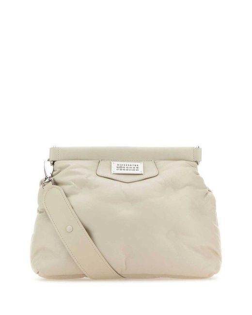 Maison Margiela Natural Chalk Nappa Leather Small Glam Slam Classique Crossbody Bag