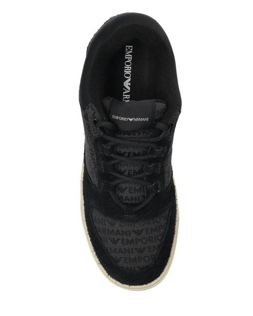 Emporio Armani Black Suede Leather Sneakers for men