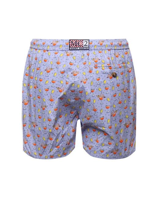 Mc2 Saint Barth Blue Comfort Light Printed Swim Shorts for men