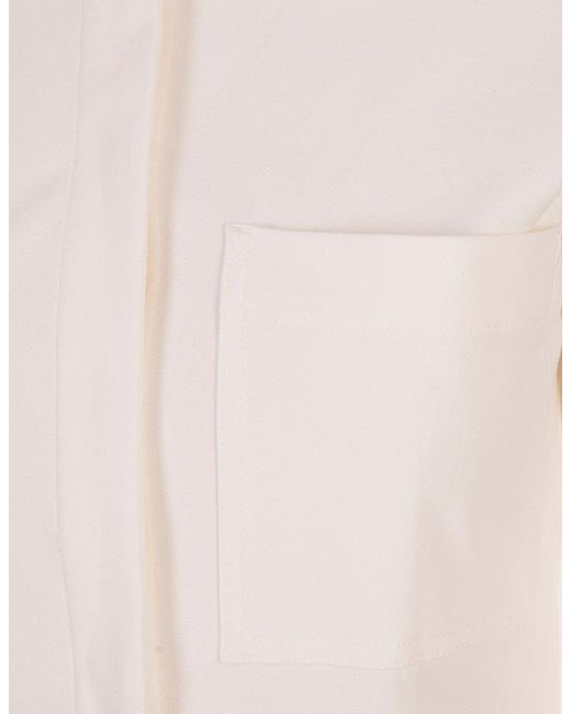 Sportmax White Buttoned Long-sleeved Dress