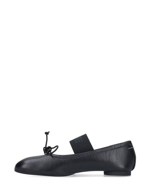 MM6 by Maison Martin Margiela Black Anatomic Numbers-Motif Bow-Detailed Ballerinas