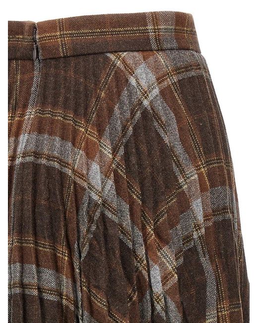 Balenciaga Brown Wool Blend Pleated Ruffled Skirt