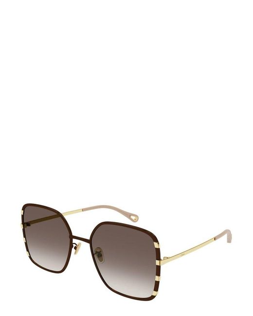 Chloé Gray Rectangular Frame Sunglasses