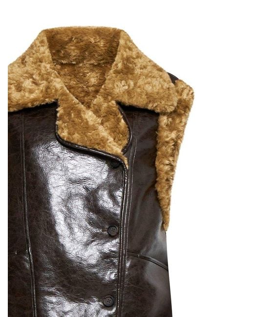 Urbancode Black Shearling-Lined Vest Coat
