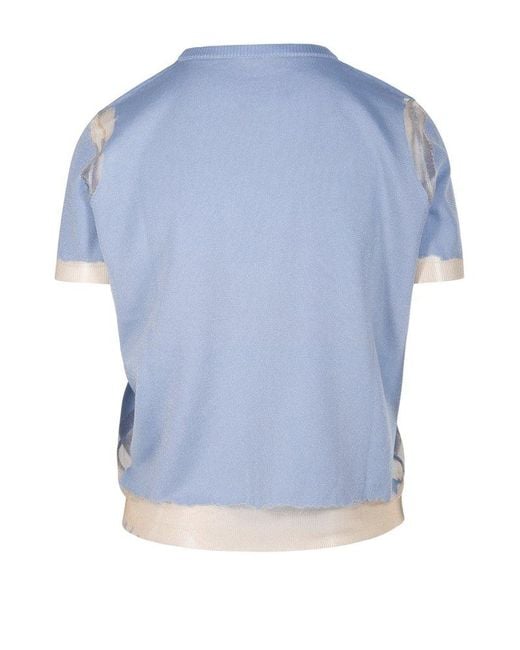 Roberto Collina Blue Distressed Layered T-shirt